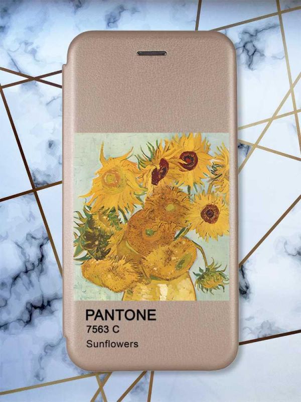 Чохол-книжка з малюнком для Samsung Galaxy A50 (2019) A505/A30s Золотий; Соняхи (принт 81)