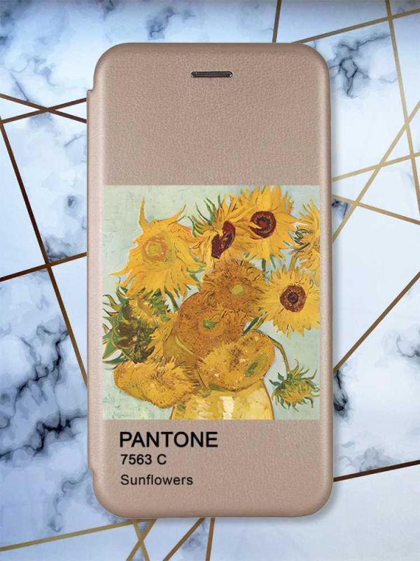 Чохол-книжка з малюнком для Xiaomi Redmi Note 8 Pro Золотий; Соняхи (принт 81)