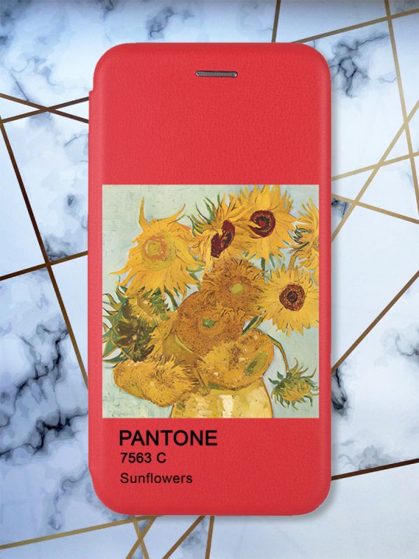 Чохол-книжка з малюнком для Xiaomi Redmi Note 8 Pro Червоний; Соняхи (принт 81)