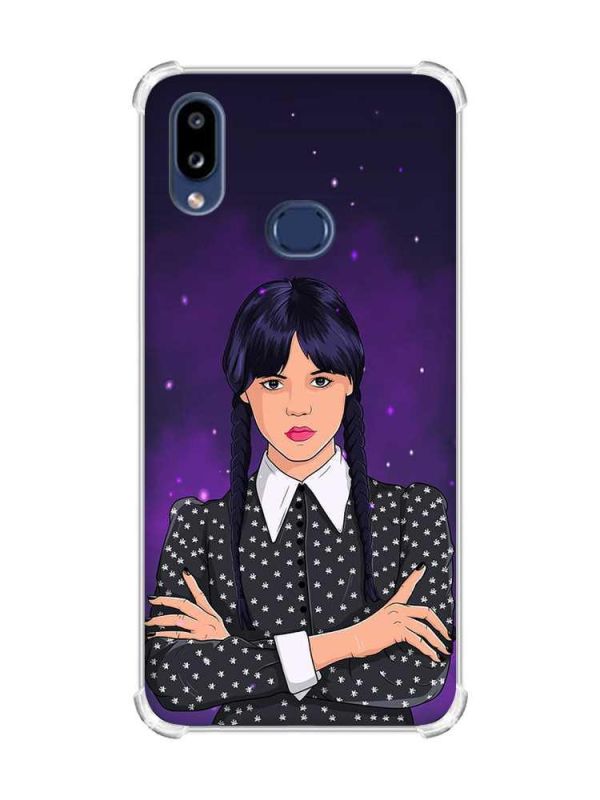Чохол з потовщеними кутами на Samsung Galaxy A10s/A107 Дівчина з косичками. Венздей (принт 208)