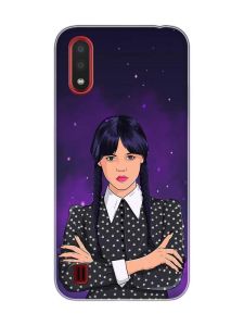 Чохол для Samsung Galaxy A01 Дівчина з косичками. Венздей (принт 208)