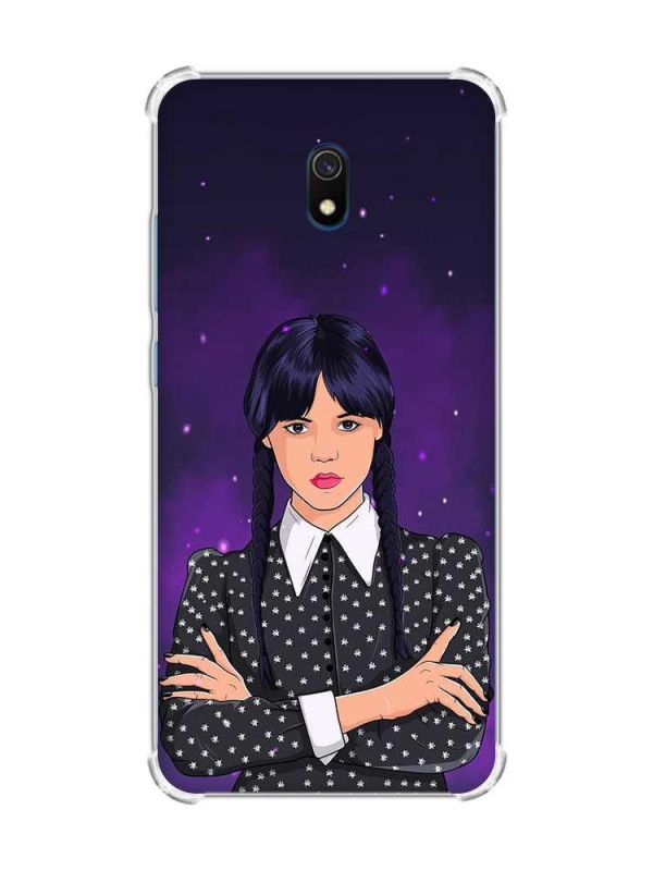 Чохол з потовщеними кутами на Xiaomi Redmi 8A Дівчина з косичками. Венздей (принт 208)