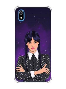 Чохол з потовщеними кутами для Xiaomi Redmi 7A Дівчина з косичками. Венздей (принт 208)