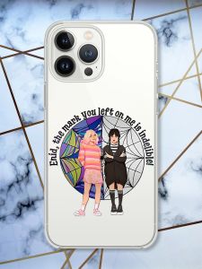 Прозорий чохол із захистом камери на iPhone 14 Pro Дівчата з Венздей (принт 211)