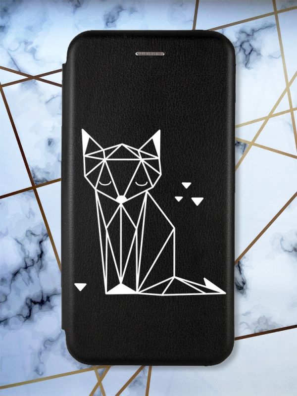 Чохол-книжка з малюнком для Xiaomi Redmi 7A Чорний; Лисиця (принт 127)