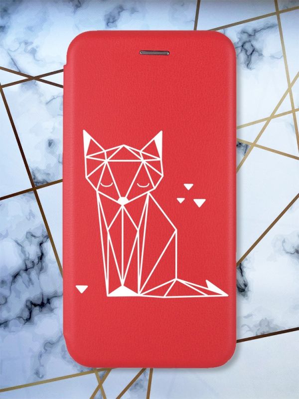 Чохол-книжка з малюнком для Xiaomi Redmi 9 Червоний;  Лисиця (принт 127)