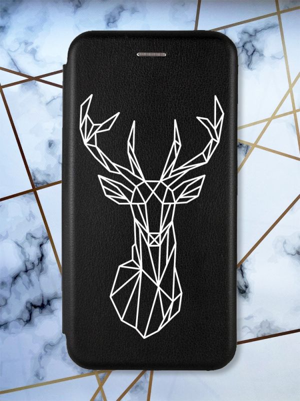 Чохол-книжка з малюнком для Xiaomi Redmi 8A Чорний; Олень (принт 129)