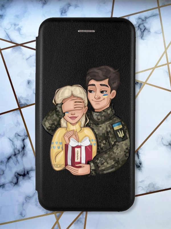 Чохол-книжка з малюнком для Xiaomi Redmi 8A Чорний; Подарунок Перемога (принт 178)