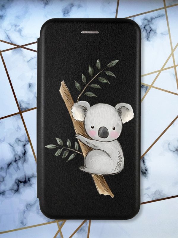 Чохол-книжка з малюнком для Xiaomi Redmi Note 8 Pro Чорний; Коала (принт 132)