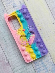 Чохол Попіт Антистрес Поп-Іт Pop It для Samsung Galaxy А53 4G / 5G Котик із серцем Рожево-фіол.