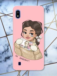 Матовий рожевий чохол на Samsung Galaxy A10 (2019) A105 На бавовну (патріотичний принт 217)