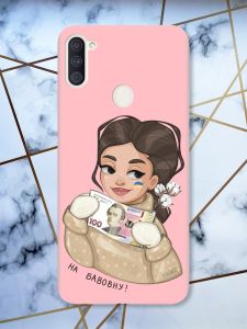 Матовий рожевий чохол на Samsung Galaxy A11 На бавовну (патріотичний принт 217)