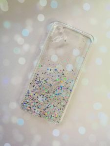 Силіконовий чохол з блискітками для Samsung A04 Срібло на прозорому