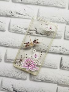 Силіконовий прозорий чохол з малюнком, прикрашений камінням, для Meizu U20 Лотос