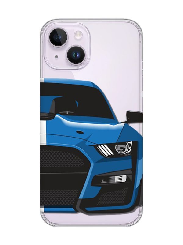Прозорий чохол із захистом камери на iPhone 14 Авто синє (принт 229)