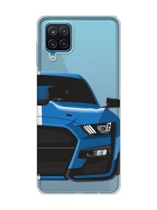 Прозорий чохол на Samsung A12 4G Авто синє (принт 229)