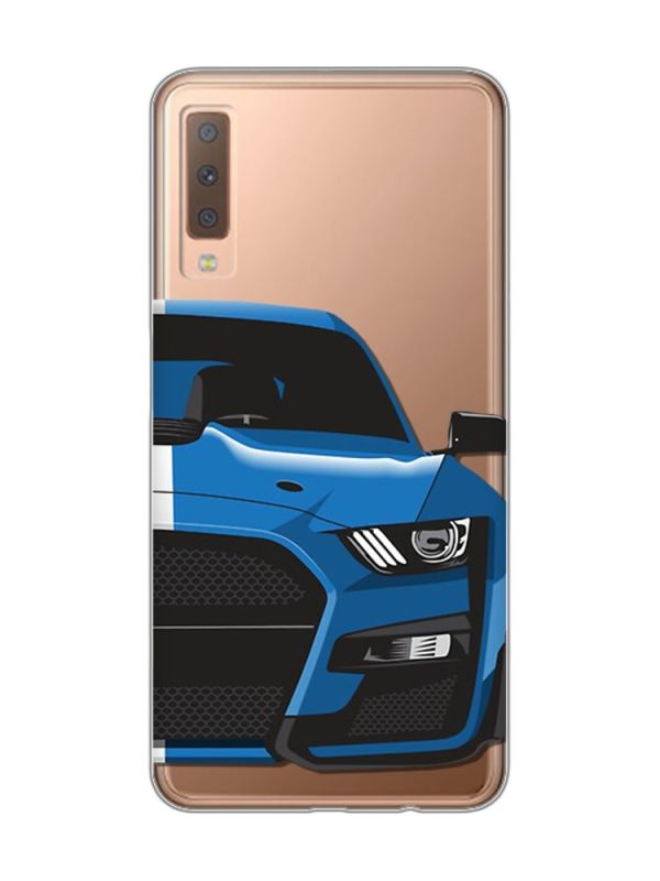 Прозорий чохол на Samsung Galaxy A7(2018) A750 Авто синє (принт 229)