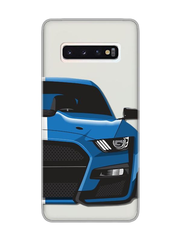 Прозорий чохол на Samsung Galaxy S10 Авто синє (принт 229)