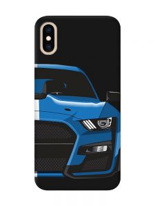 Матовий чорний чохол на iPhone XS MAX Авто синє (принт 229)