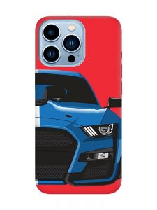 Матовий червоний чохол на Apple iPhone 13 Pro Max Авто синє (принт 229)