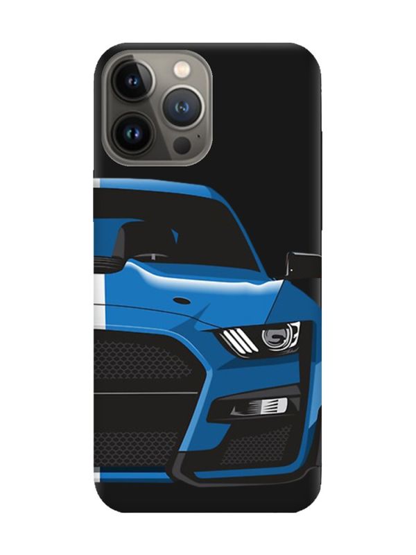 Матовий чорний чохол на Apple iPhone 13 Pro Авто синє (принт 229)