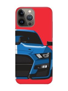 Матовий червоний чохол на Apple iPhone 13 Pro Авто синє (принт 229)