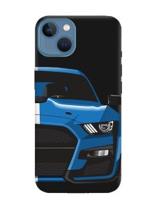 Матовий чорний чохол на Apple iPhone 13 Авто синє (принт 229)