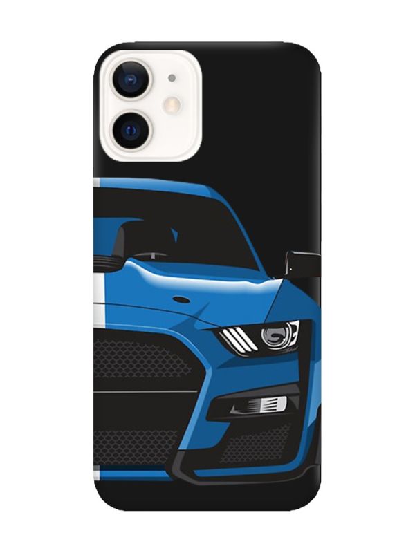 Матовий чорний чохол на Apple iPhone 12 / 12 Pro (6.1) Авто синє (принт 229)
