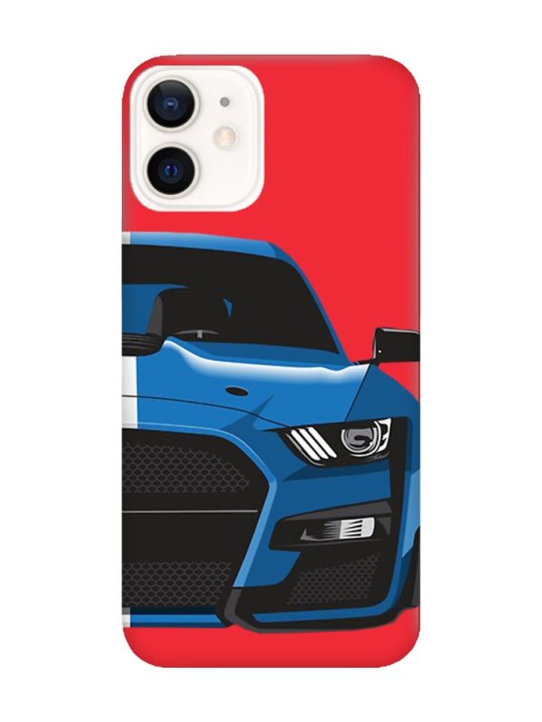 Матовий червоний чохол на Apple iPhone 12 / 12 Pro (6.1) Авто синє (принт 229)