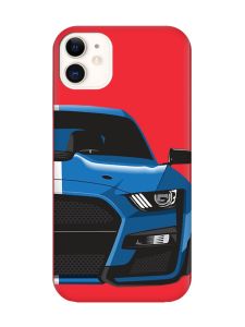 Матовий червоний чохол на Apple iPhone 11 (6.1) Авто синє (принт 229)