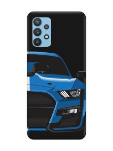 Матовий чорний чохол на Samsung Galaxy A32 Авто синє (принт 229)