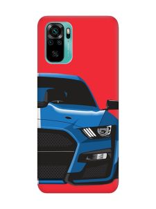 Матовий червоний чохол на Xiaomi Redmi Note 10 / Note 10s Авто синє (принт 229)