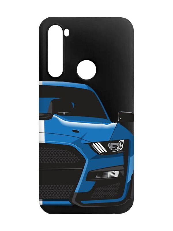 Матовий чорний чохол на Xiaomi Redmi Note 8 Авто синє (принт 229)