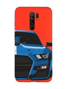 Матовий червоний чохол на Xiaomi Redmi Note 8 Pro Авто синє (принт 229)