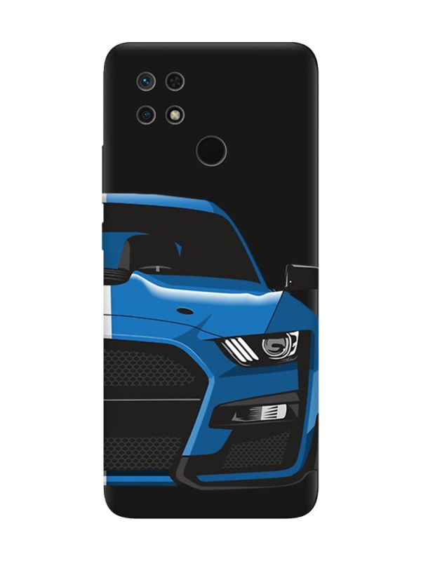 Матовий чорний чохол на Xiaomi Redmi 10C Авто синє (принт 229)