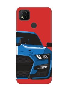 Матовий червоний чохол на Xiaomi Redmi 9C / 10A Авто синє (принт 229)