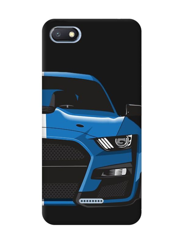Матовий чорний чохол на Xiaomi Redmi 6A Авто синє (принт 229)