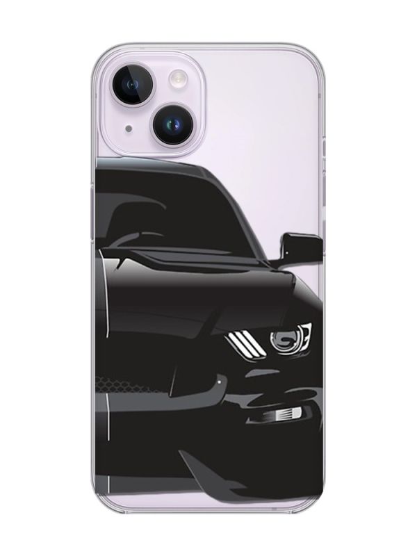 Прозорий чохол із захистом камери на iPhone 14 Авто чорне (принт 232)