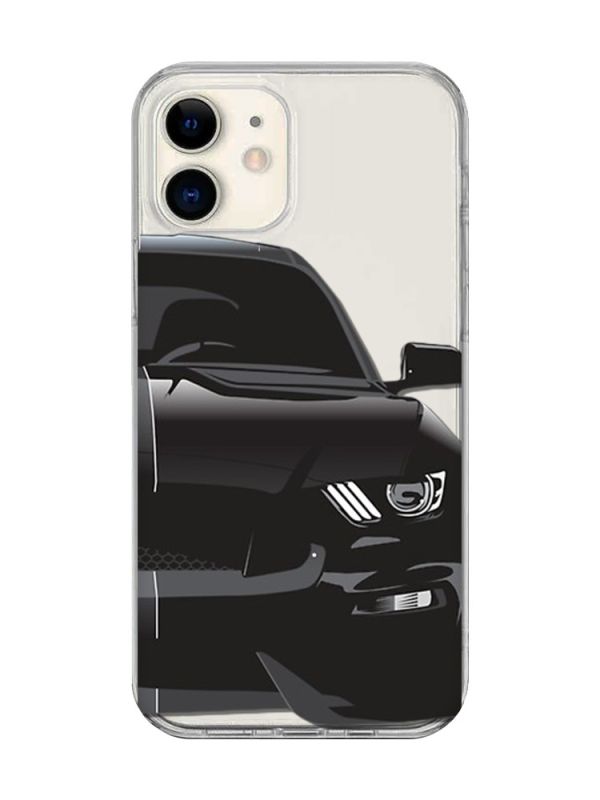 Прозорий чохол на iPhone 12 mini Авто чорне (принт 232)