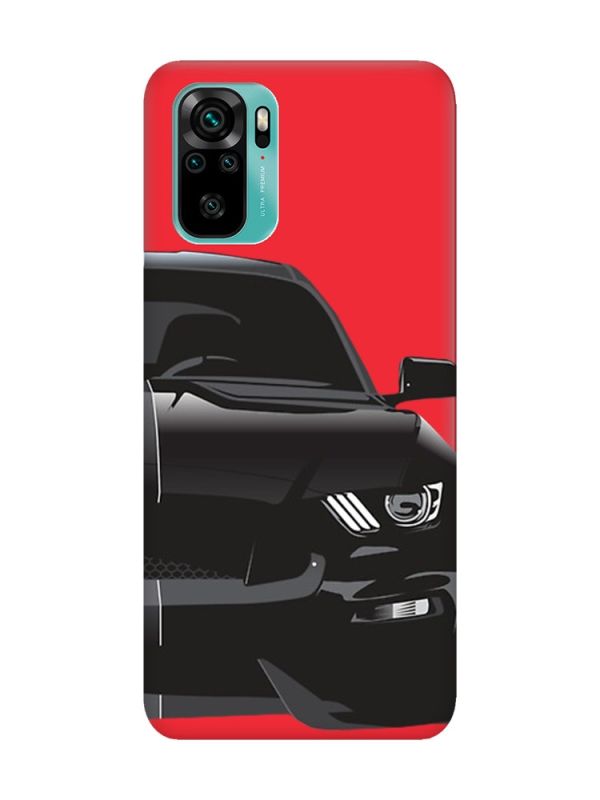Матовий червоний чохол на Xiaomi Redmi Note 10 / Note 10s Авто чорне (принт 232)