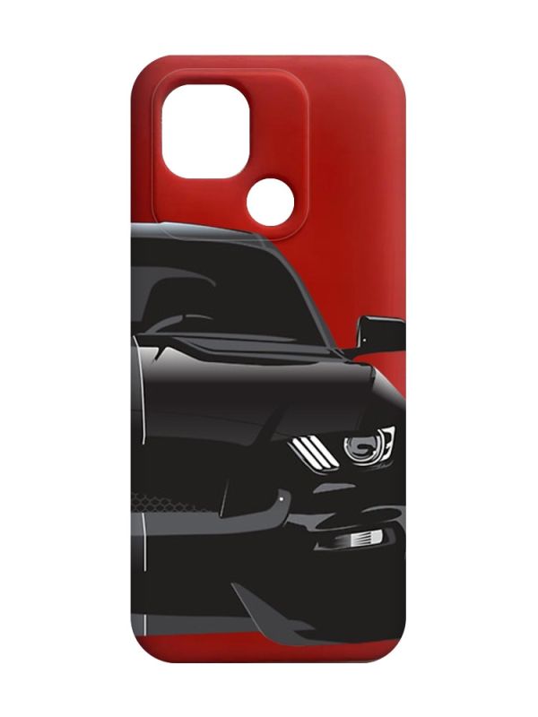 Матовий червоний чохол на Xiaomi Redmi 10C Авто чорне (принт 232)