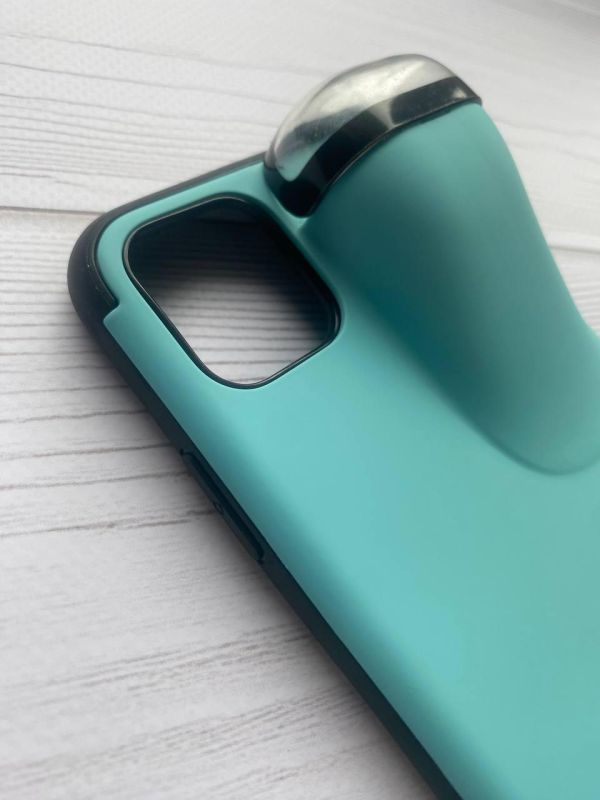 Силіконовий протиударний чохол з відділом для навушників на iPhone 11 Pro Max Бірюзовий