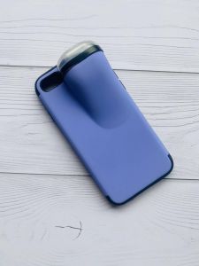 Силіконовий протиударний чохол з відділом для навушників на iPhone 7 Бузковий