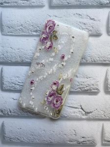 Силіконовий прозорий чохол з камінням Meizu M5c :: Букети рожевих троянд