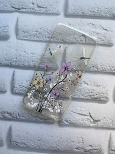 Силіконовий прозорий чохол з камінням Meizu M5c :: Дрібні фіолетові квіти