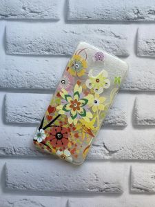 Силіконовий прозорий чохол з камінням Meizu M5c :: Жовті квіти