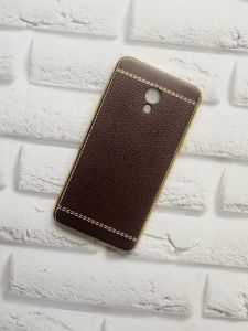 Силіконовий чохол з тисненням та золотим обідком для Meizu M5 :: Коричневий