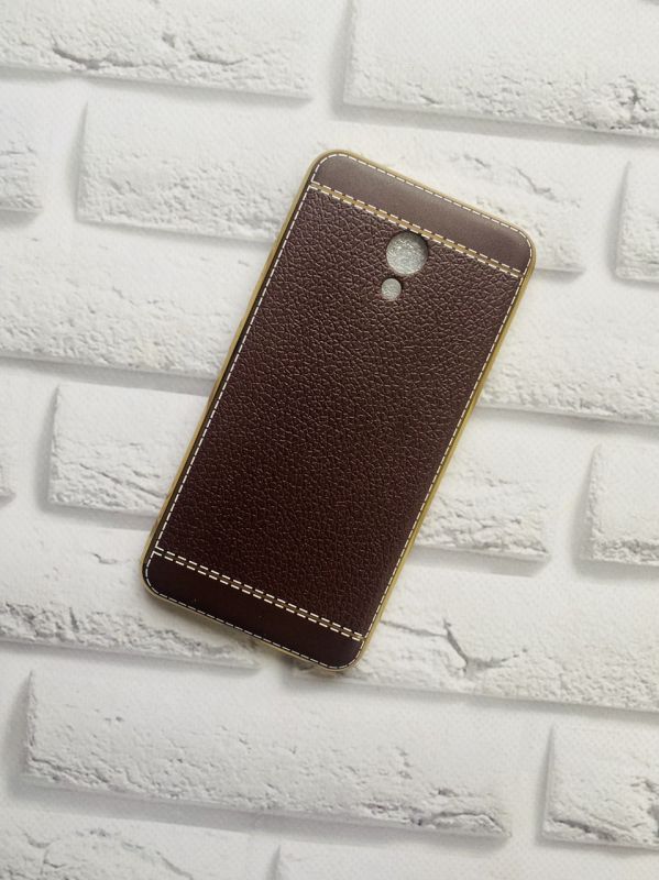 Силіконовий чохол з тисненням та золотим обідком для Meizu M5 :: Коричневий