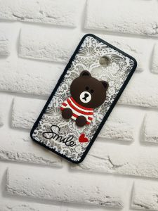 Силіконовий чохол з мереживом для Meizu M5 :: Ведмедик. Білий