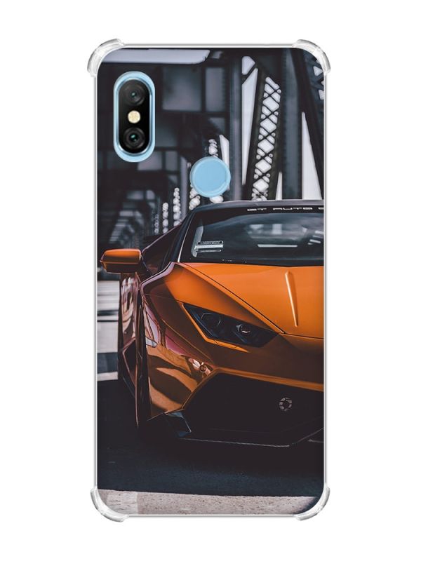 Чохол з потовщеними кутами на Xiaomi Redmi Note 6 Pro Авто помаранчеве (принт: 237)
